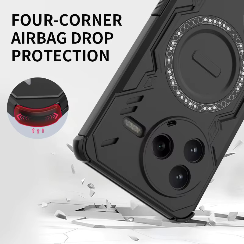 Magnetische Stoßfeste Schutzhülle mit Wärmeableitung für Xiaomi Poco X7, X6, F6, F7 Pro Ultra und C75 in Schwarz oder Lila - Bild 2