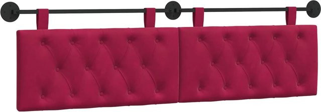vidaXL Wandmontiertes Polsterpaneel aus Samt in Weinrot, B/H/T: 190 x 55 x 7 cm - Bild 1