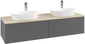 V&B Waschtischunterschrank Antao mit Frontstruktur und Beleuchtung, Farbe: Anthrazit, B: 160 cm, T: 50 cm - Bild 1