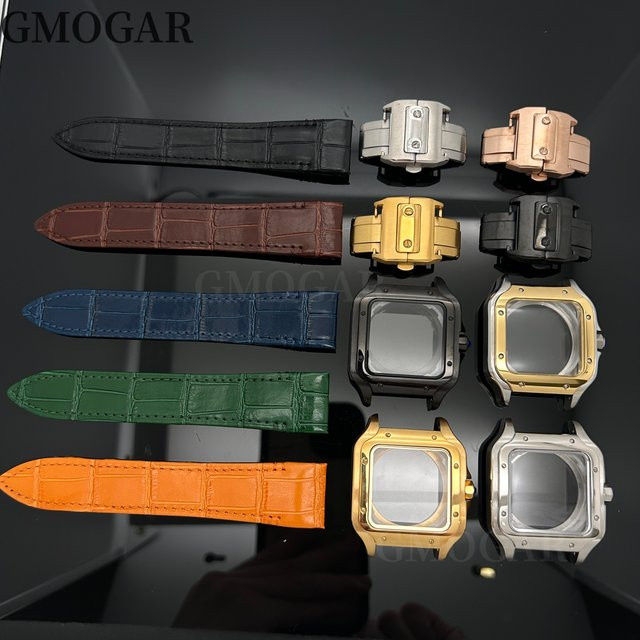 GMOGAR Uhrenarmband Leder, Edelstahl, grün-braun, 21 mm, Unisex - Bild 1