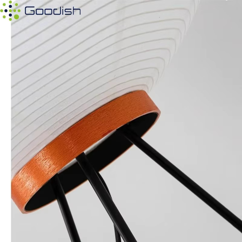 Moderne LED-Stehlampe in Kürbisform aus Papier und Metall, weiße Design-Leuchte für Kinderzimmer und Wohnraum, warmweißes Licht - Bild 2