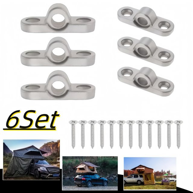 6er-Set Edelstahl Wandösen mit Schrauben für Caravan Markisen und Zelte in Silber - Bild 1