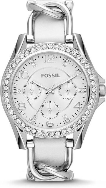 Fossil Armbanduhr, Analoguhr, Weiß, Leder, Damen - Bild 1