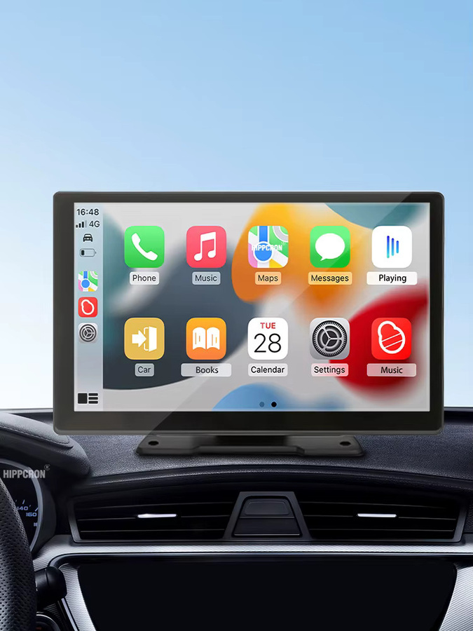 Hippcron 9-Zoll Tragbarer Auto-Multimedia-Videoplayer mit Wireless CarPlay und Android Auto, Touchscreen und FM-Signalübertragung, Schwarz - Bild 7