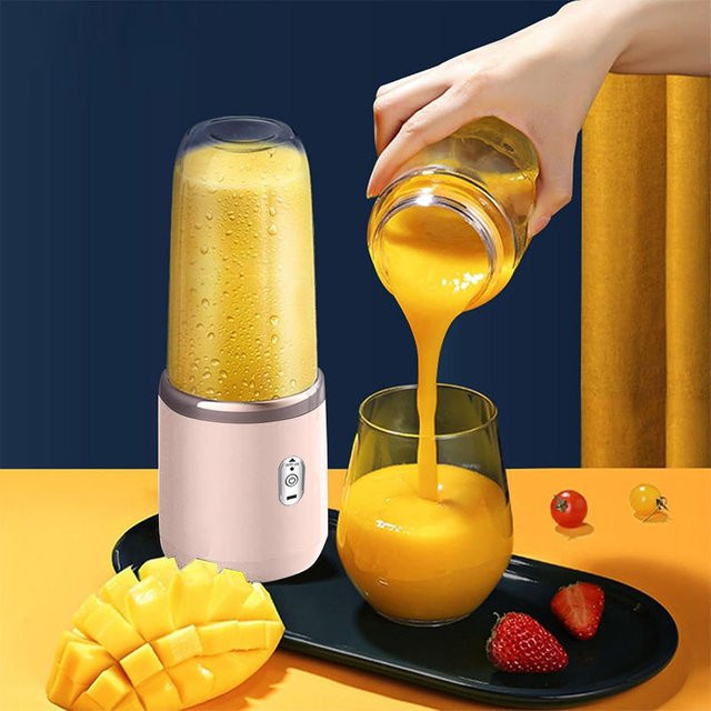 ZHILU Elektrischer Obstmixer mit 400 ml Fassungsvermögen, Tragbarer USB-Smoothie-Maker und Saftbereiter in Blau - Bild 1