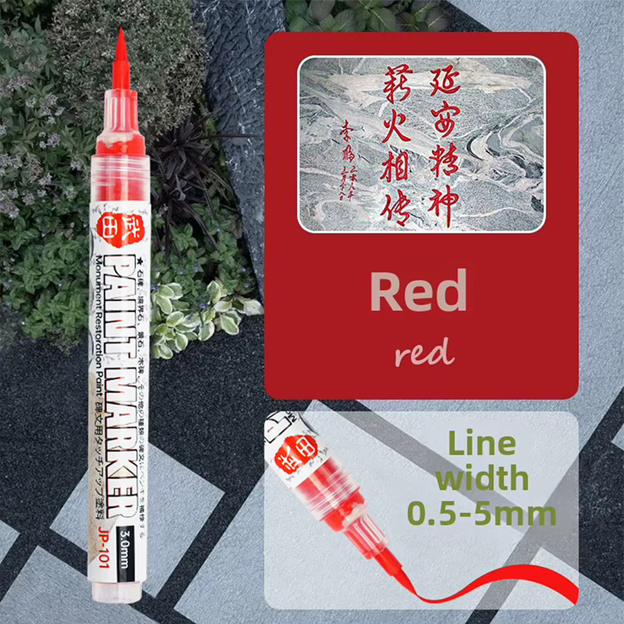 Permanent Lackstift für Steintafeln und Grabsteine, wasserfest und ölbeständig, Farben: Grün und Rot - Bild 3