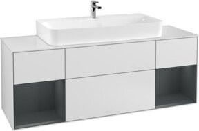 V&B Waschtischunterschrank Finion mit Wandbeleuchtung, Farbe: Weiß matt lackiert, Breite: 160 cm, Tiefe: 50,1 cm, Höhe: 50,1 cm - Bild 1
