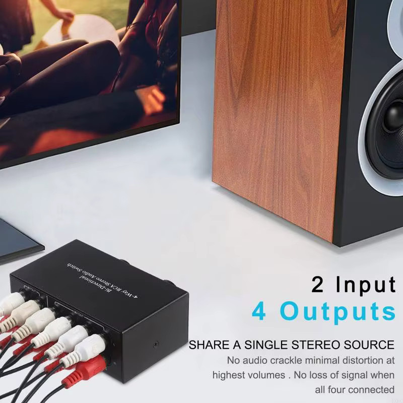 OOTDTY 4-Port RCA Stereo Switcher AC004A Zwei-Wege Lautsprecher Switcher in Schwarz - Bild 2