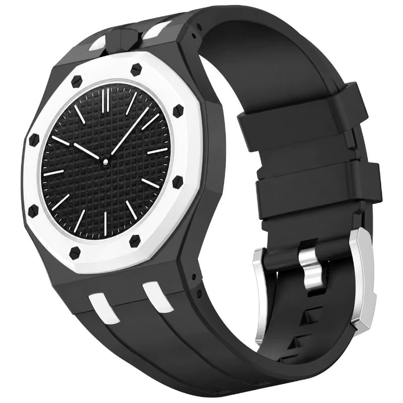 JBAILI Uhrenarmband Silikon, Schwarz - Bild 1