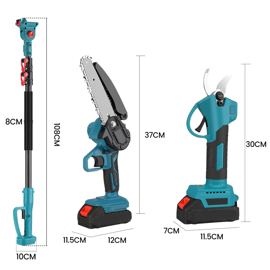 Makita LXT Akku-Gartenwerkzeug-Set in Gelb mit bürstenloser Hochastsäge 6 Zoll, Kettensäge und 25 mm Gartenschere inklusive Teleskopstange für 18V Akkus - Bild 4
