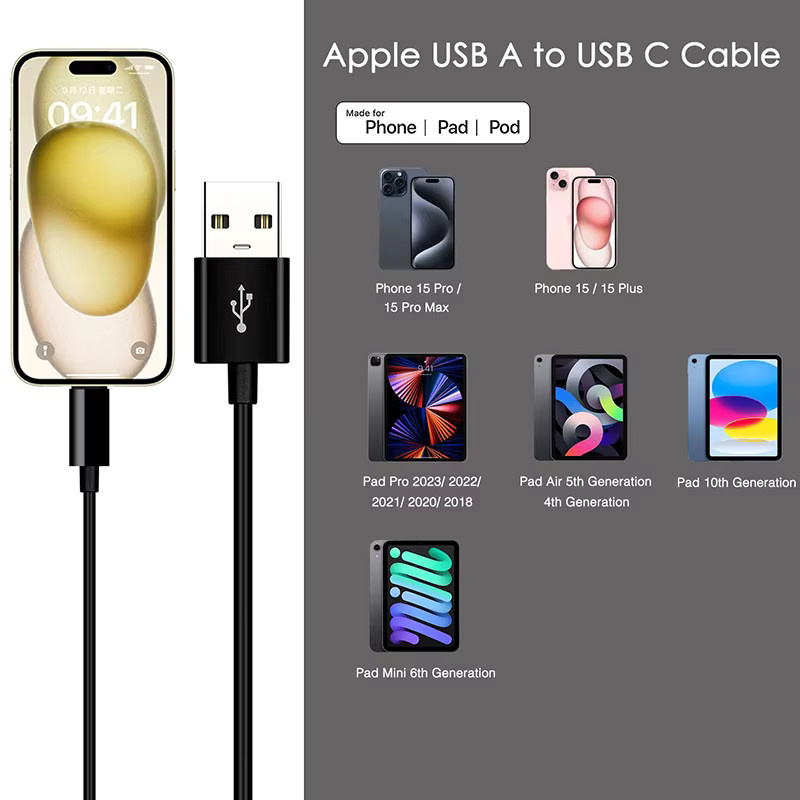 USB-A auf USB-C Schnellladekabel und Datenkabel in Schwarz - Bild 6