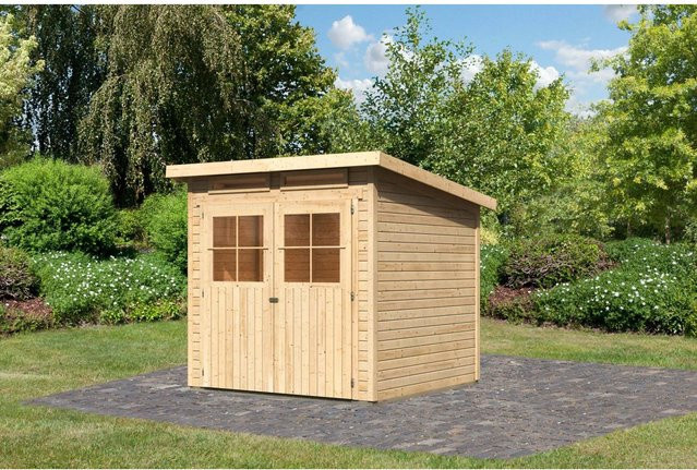 Karibu Holz-Gartenhaus Egersund in Natur mit Pultdach und modernem Design, B/T/H: 220 x 209 x 209 cm - Bild 1