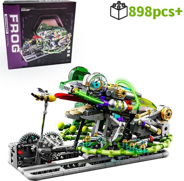 FUNXINEE Mechanische Frosch-Bausteine STEM-Spielzeug mit 898 Teilen, Bunter Roboter-Modellbausatz mit Zahnrädern und beweglichen Beinen für Kinder - Bild 1