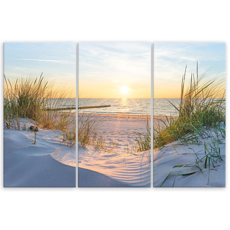 Feeby Leinwand Wanddeko 3-teilig Strand Meer Dünen Sonnenuntergang mehrfarbig B: 60 cm, H: 40 cm - Bild 2