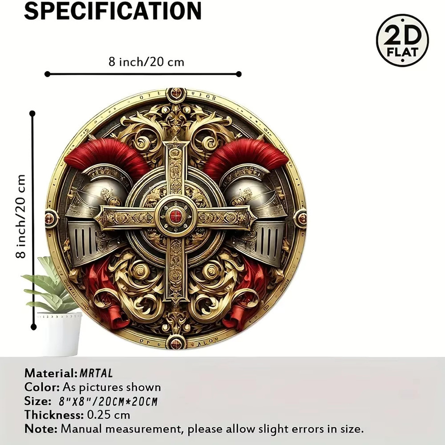 CIFBUY Wanddekoration aus Metall in Gold, Rundes Gothic-Hausschild im antiken Design, Durchmesser: 20,3 cm - Bild 2