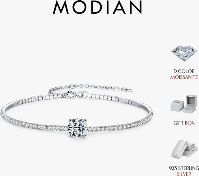 MODIAN Tennisarmband, 925 Silber, Moissanit, Damen - Bild 1