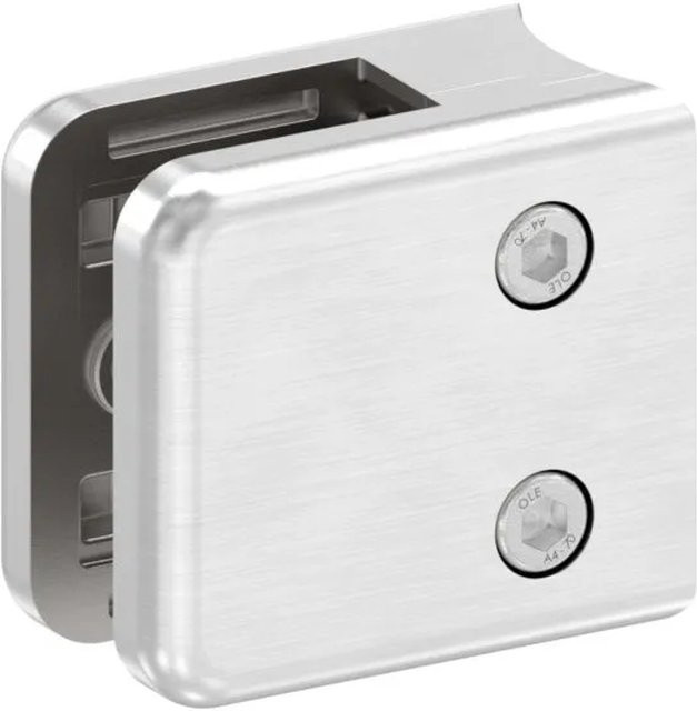 FeNau Eckige Glasklemme aus Edelstahl V4A in Silber für Rohr Ø 42,4 mm, B/T/H: 4,5 x 4,5 x 2,6 cm - Bild 1