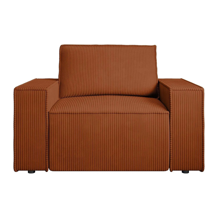 Vente-unique Sessel Amelia mit gerader Rückenlehne in Terracotta und Cord-Struktur, Breite: 120 cm - Bild 2