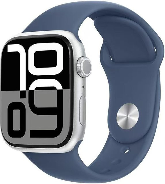Apple Watch Series 10 GPS Smartwatch aus Aluminium mit Silikon Sportarmband in Silber - Bild 1