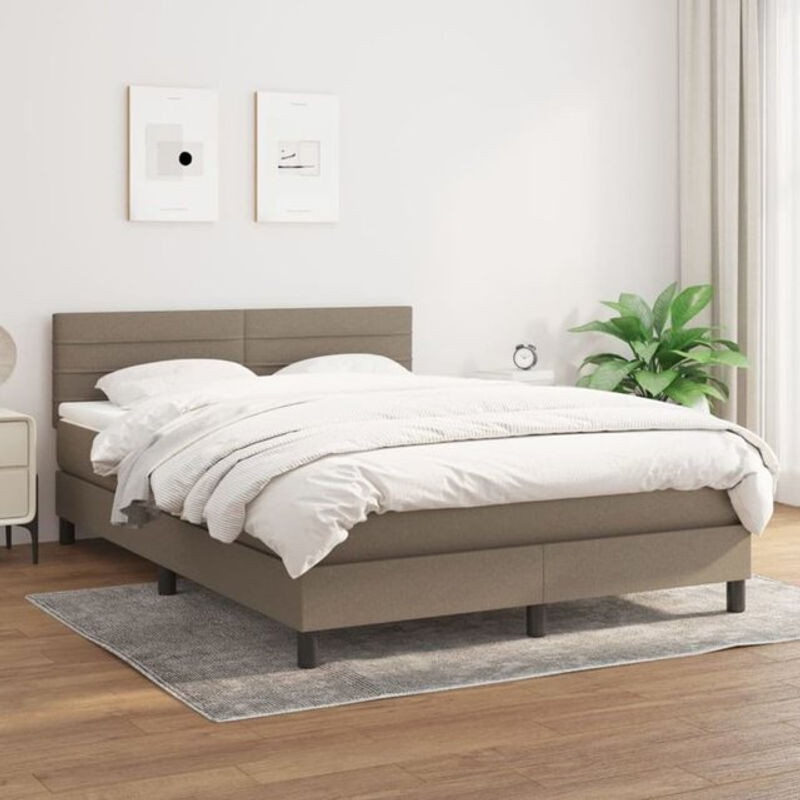 vidaxl Boxspringbett mit Matratze aus Stoff in Taupe, B/T/H: 140 x 200 cm - Bild 1