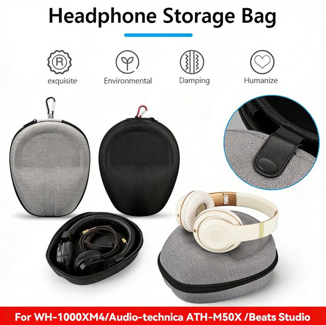 JOCESTYLE EVA Kopfhörer-Etui Tragetasche für Sennheiser HD598 HD580 HD558 HD559 HD569 HD579 HD599 in Schwarz oder Grau - Bild 1