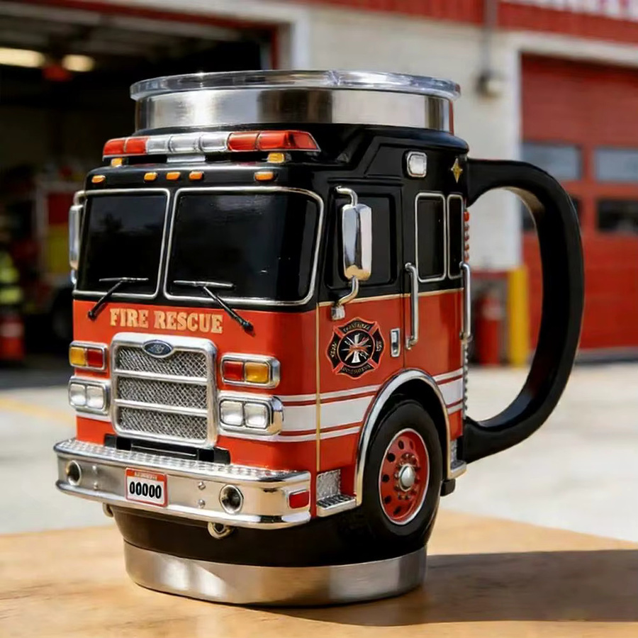 KITPIPI Feuerwehr Kaffeetasse aus Edelstahl mit kreativem LKW-Design - Bild 4