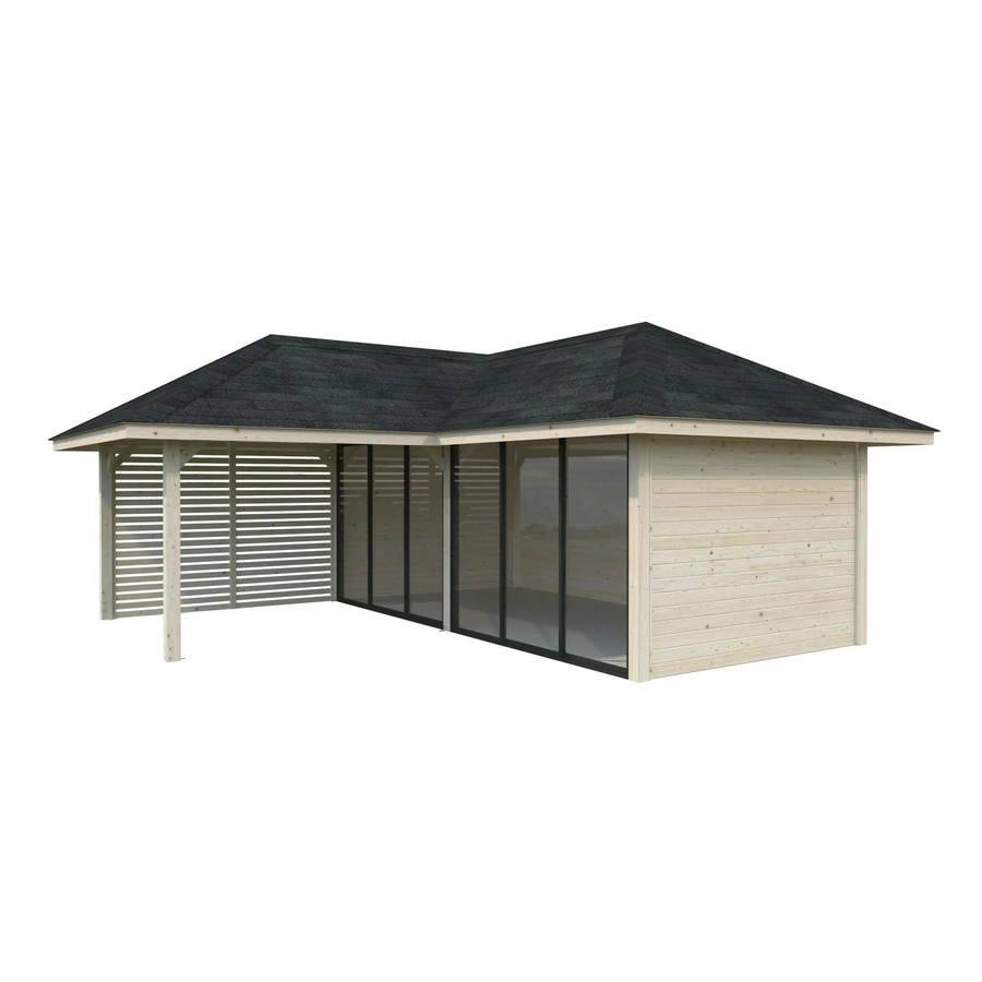 PALMAKO Pavillon Bianca Set 213 Slide aus Fichtenholz in Braun mit transparentem ESG Glas, B/H/T: 588 x 319 x 588 cm - Bild 3