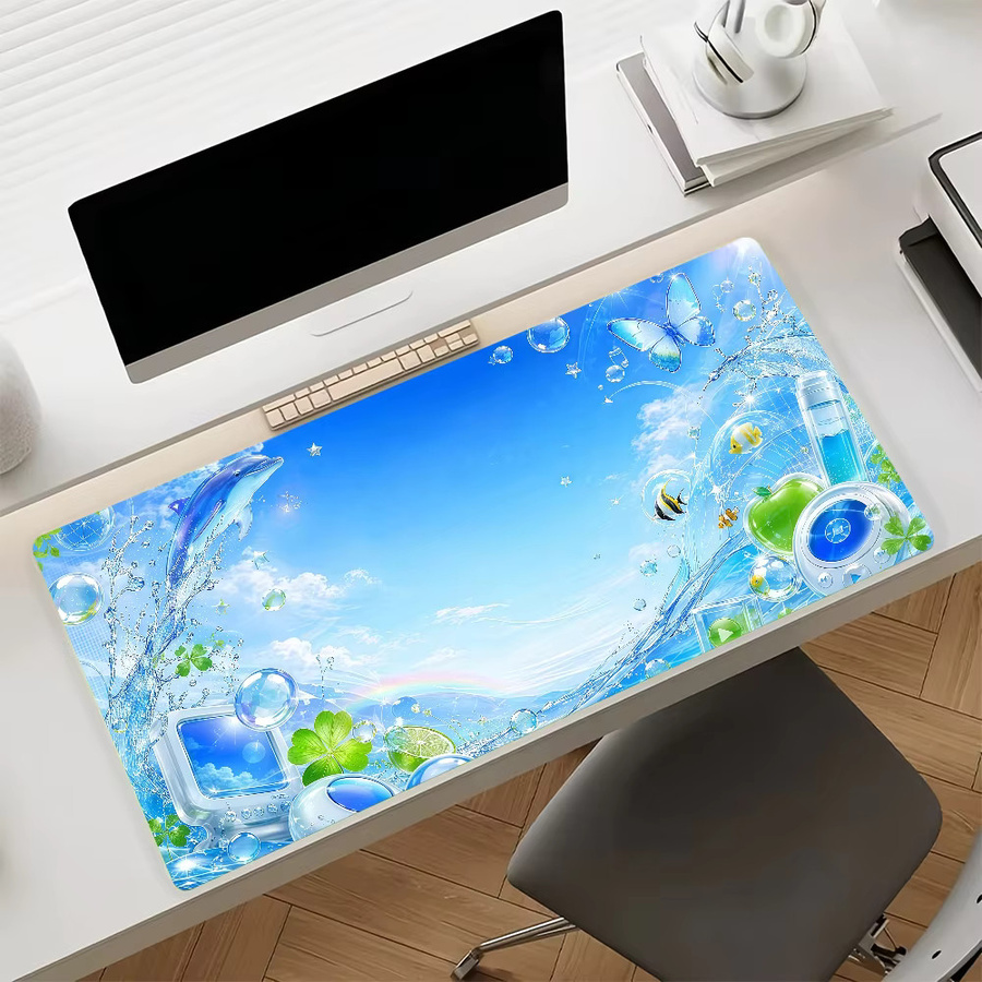 Frutiger Aero Art Mauspad in Blau, rutschfeste Gaming-Schreibtischunterlage mit verstärktem Gummirand - Bild 2