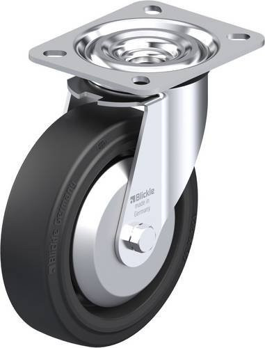 Blickle Lenkrolle L-POEV 125R-FA in Schwarz und Grau mit Stahlgehäuse, Rad-Durchmesser: 125 mm, Tragfähigkeit: 250 kg - Bild 1