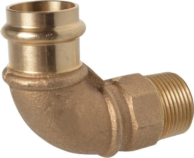 Kirchhoff RG-Winkel 90 Grad mit 1 Muffe in Messing Blank, B/T/H: 28 mm x 33,3 mm x 1 Zoll AG - Bild 1