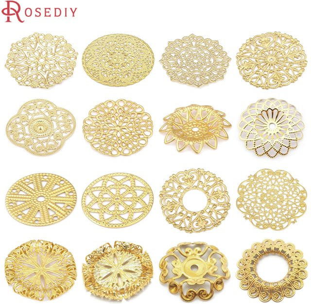 Rosediy Blumenverbindungselemente, Messing, Gold, Damen - Bild 1