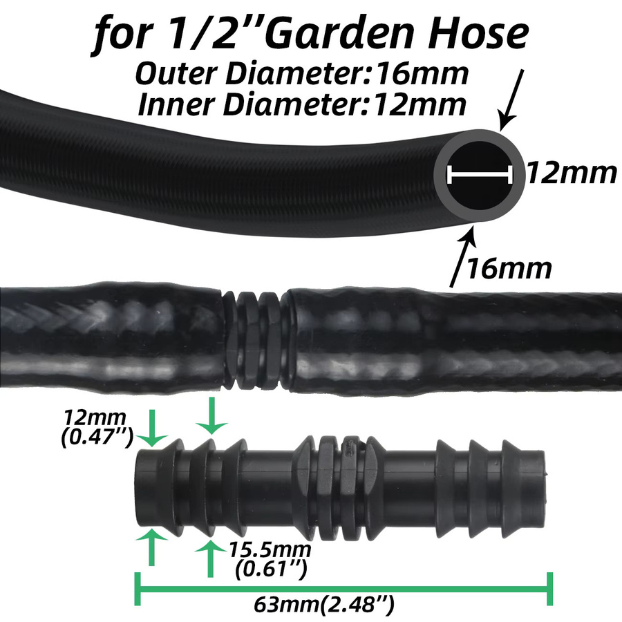KESLA Gartenbewässerungsschlauch Reparaturset mit 30 bis 41 Teilen in Schwarz, 1/2 Zoll Anschlüsse und Tropfbewässerungs-Zubehör für 16-mm-Schläuche - Bild 3