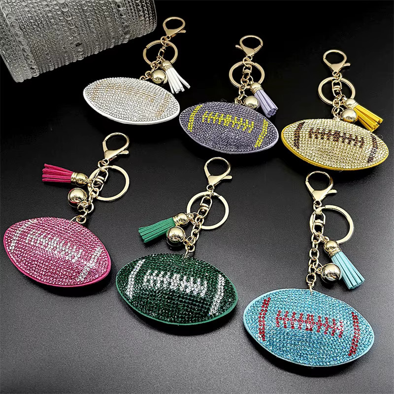 AFAWA Anhänger Rugby-American-Football, Messing, Kristall, Gold, Unisex - Bild 1