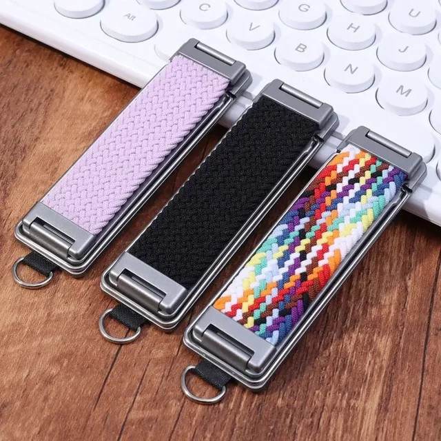 MIIQNUS Universeller Handy-Fingerringhalter mit zusammenklappbarem Ständer und Metall-Lanyard-Ring zur hinteren Montage - Bild 1