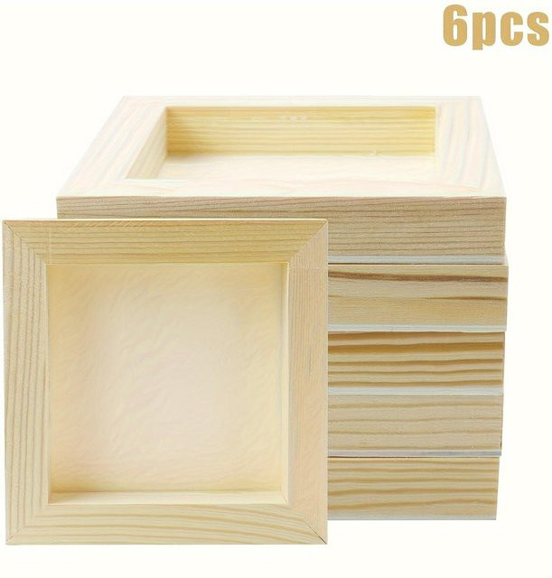 SZ-Damai Holzplatten aus unbehandeltem Holz für DIY-Kunstprojekte, 6 Stück, Beige, B/T: 12 x 12 cm - Bild 1