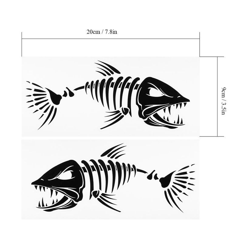 2 Stück Tooarts Fischzähne Mund Aufkleber Skelett Fisch Aufkleber in Schwarz - Bild 2