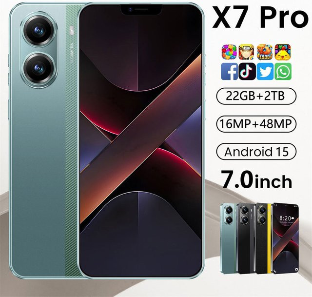 CHOTOG X7 PRO Smartphone Globale Version in Schwarz mit 7,0 Zoll Display, 5G, Android 15 und 6800mAh Akku - Bild 1
