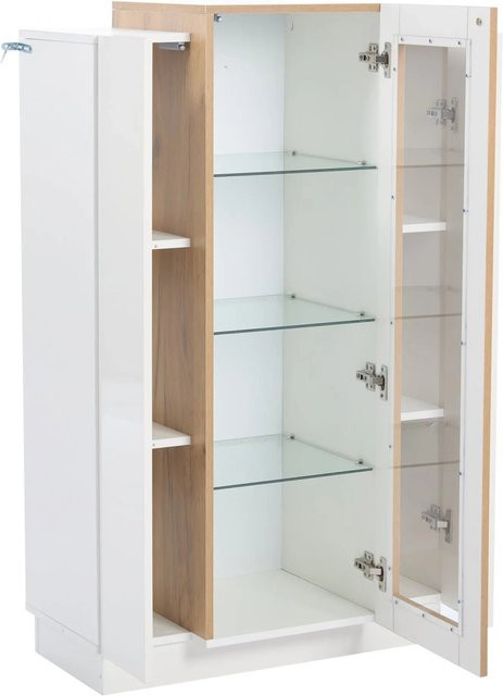 okwish Vitrine mit LED-Beleuchtung und Glastüren in Weiß, B/T/H: 74 x 40 x 120 cm - Bild 1