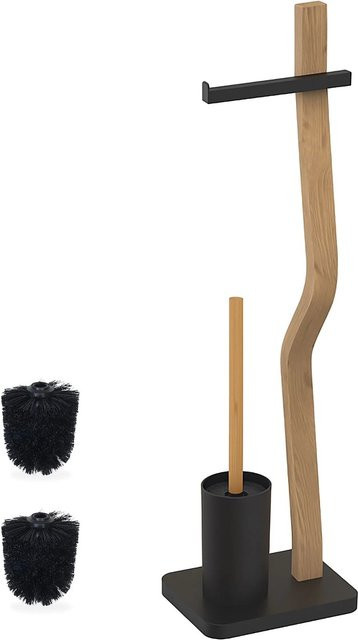 Relaxdays WC Garnitur aus Holz und Metall in Schwarz, freistehend, H: 78,5 cm, B: 23 cm, T: 18 cm - Bild 1