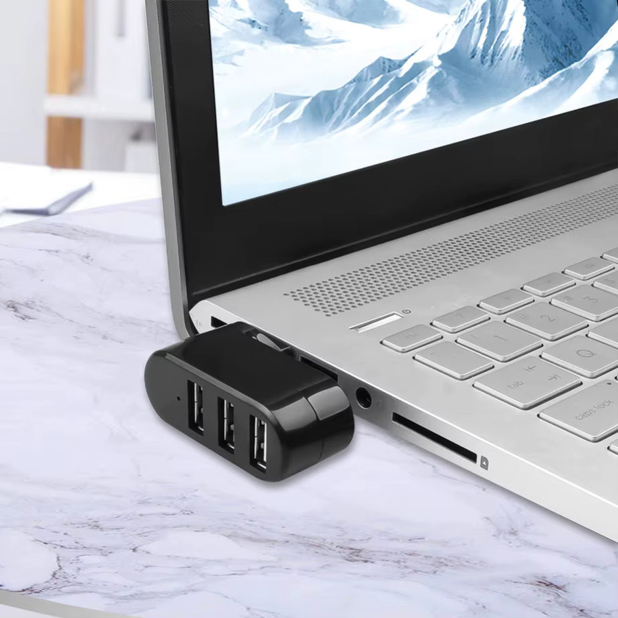 GRWIBEOU USB 2.0 Hub mit 3 Ports, High Speed Splitter Adapter für PC, Laptop und Mac Mini, erhältlich in Schwarz oder Weiß - Bild 2