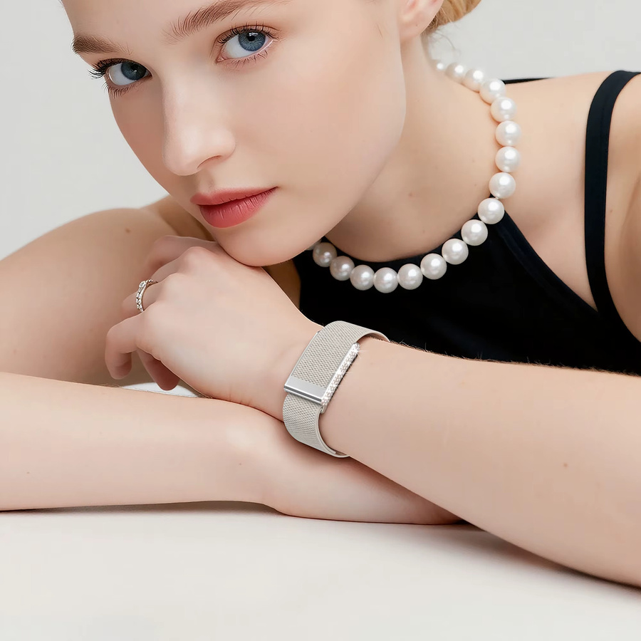 Armband für Whoop 5.0/ONE/Peak/Life, Textil, Diamant, Silber, Damen - Bild 2