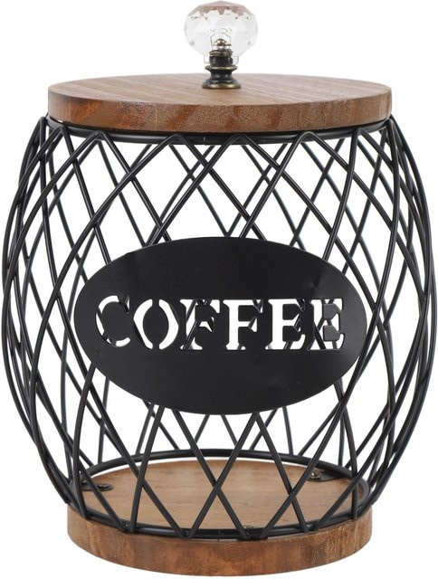 Kaffeekapselhalter von CosyHome in Fruchtform mit Holzdeckel und Metall, Schwarz - Bild 1