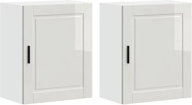 vidaXL Küchen-Hängeschränke Porto 2er-Set in Hochglanz-Weiß aus Holzwerkstoff, B/T/H: 60 x 31 x 50 cm - Bild 1