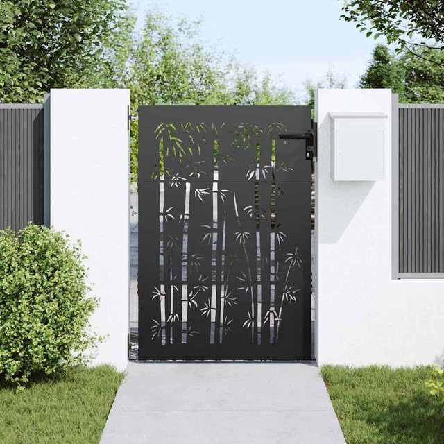 vidaXL Gartentor Schwarz aus pulverbeschichtetem Stahl B/H: 105 x 150 cm - Bild 3