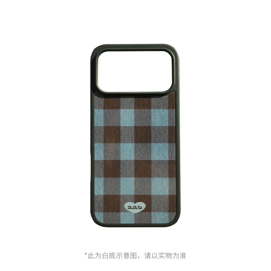 DecoPhone American Retro Shockproof Handyhülle für iPhone 17 16 15 14 Pro Max in Kakaoblau Braun-Blau kariert - Bild 4