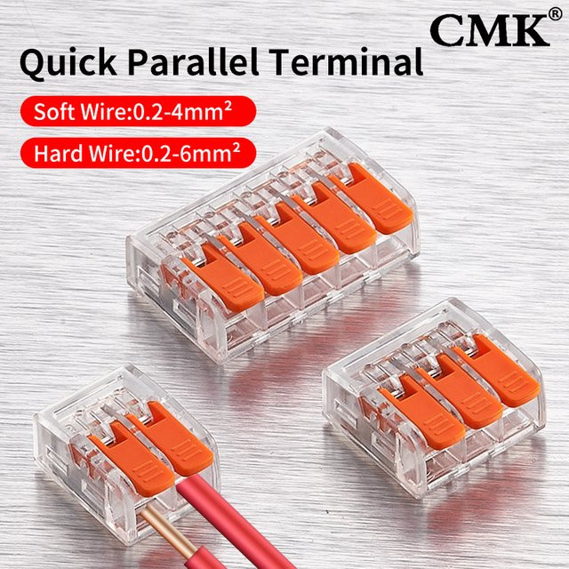 JINH Mini Schnellhebel-Terminalblöcke für elektrische Spleißverbindungen, Universal-Klemmen für LED und Beleuchtung, 2/3/5 Ports, transparent, 0,2-6mm2 - Bild 1