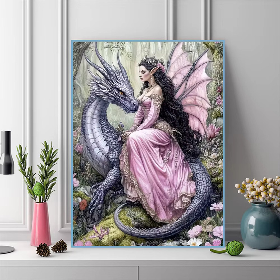 Momoart Diamant-Stickerei DIY Set mit Frauenporträt und Engel-Motiv in Multicolour, B/H: 30,0 x 20,0 cm - Bild 3