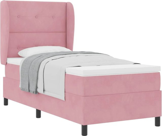 vidaXL Boxspringbett mit Matratze und Taschenfederkern in Rosa, B/T/H: 100 x 200 x 40 cm - Bild 1