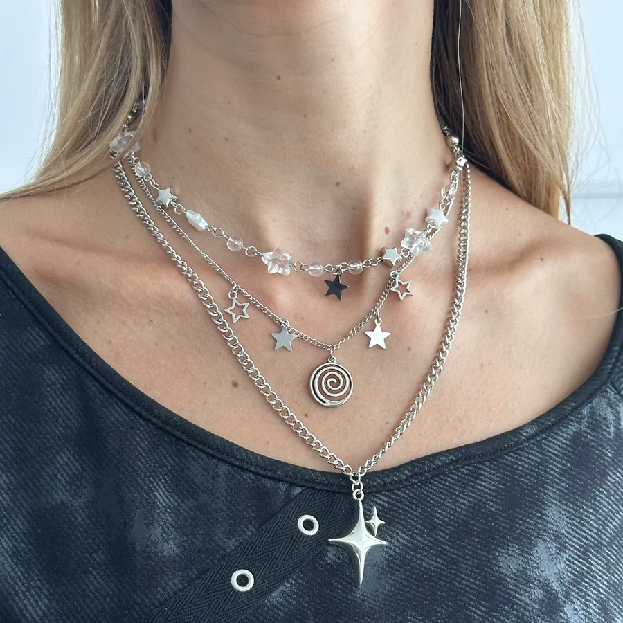 imixlot Halskette mit Spiralanhänger, Edelstahl, Silber, Unisex - Bild 2