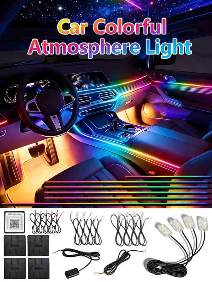 WUMFIRE RGB LED Auto Ambientebeleuchtung mit App-Steuerung und Neon-Flex-Acrylstreifen in Multicolour - Bild 4